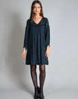 Jacquard Flared Dress in Storm Blue Size 12