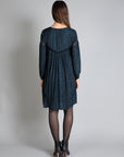 Jacquard Flared Dress in Storm Blue Size 12
