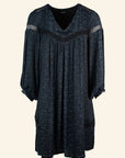 Jacquard Flared Dress in Storm Blue Size 12