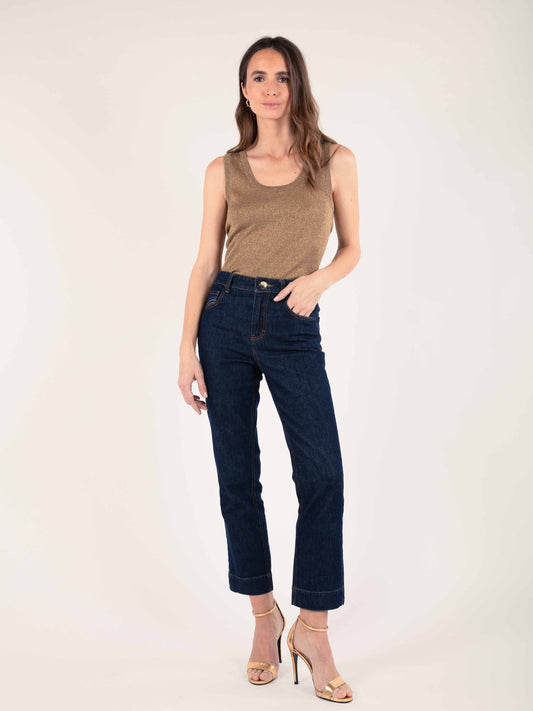 ALEXA Embroidered Pocket Jeans in Raw Denim