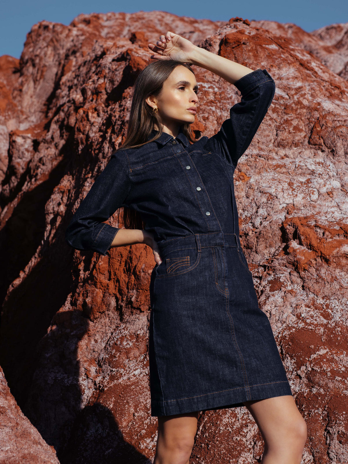 Denim Dress in Raw Indigo