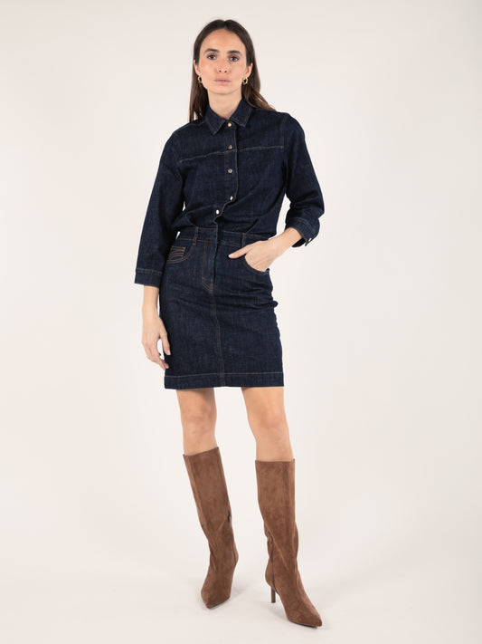 Denim Dress in Raw Indigo