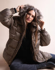 Long Quilted Coat with Hood