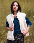 Reversible Sleeveless Jacket in Ecru
