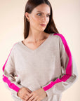 Contrast Stripe Jumper in Beige