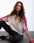 Contrast Stripe Jumper in Beige