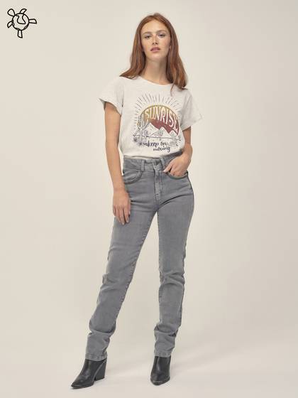 Romy Grey Jeans with zip detail
