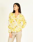 Pastel Print Blouse in Yellow Size T1