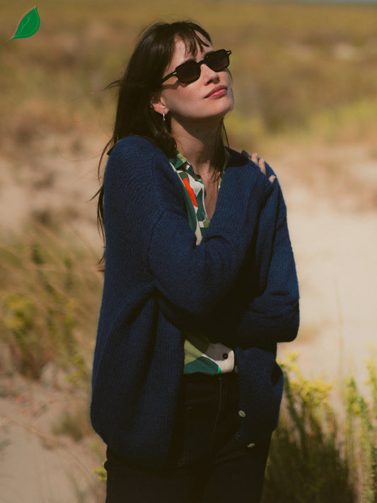 Buttoned Cardigan in Duck Blue