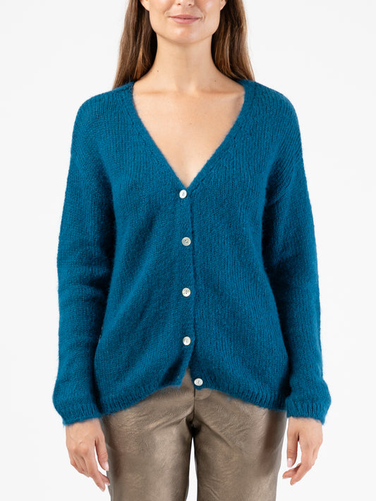 Buttoned Cardigan in Duck Blue