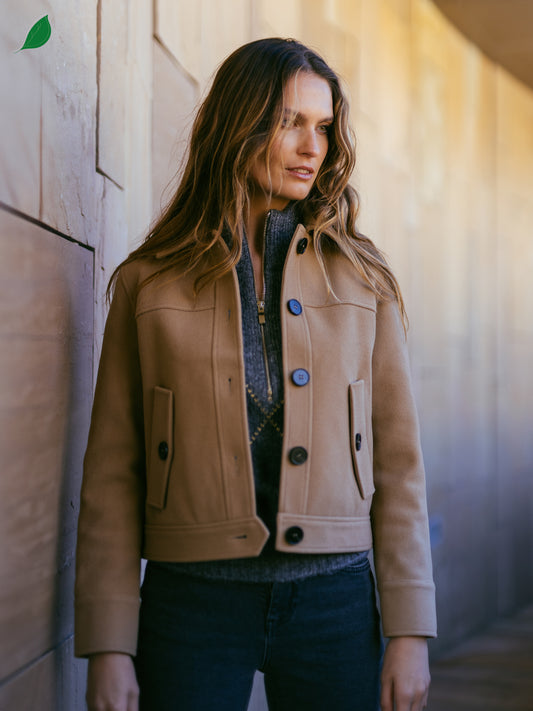 Shirt Collar Jacket in Camel