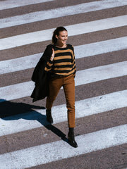 Wide Stripe Cardigan in Havana T2