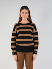 Wide Stripe Cardigan in Havana T2