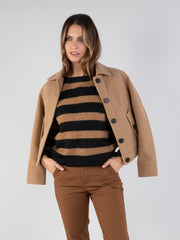 Wide Stripe Cardigan in Havana T2