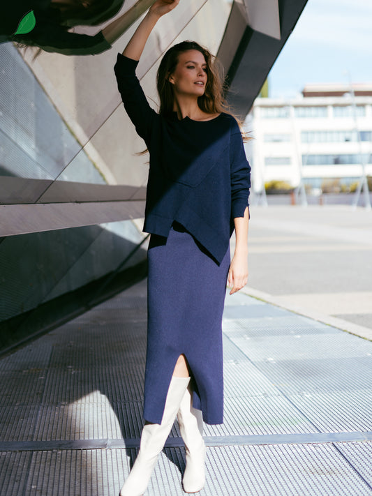 Knitted Skirt in Indigo