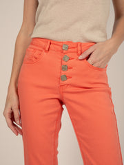 Jeans with Fancy Buttons in Coral