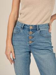 Jeans with Fancy Buttons in Medium Denim