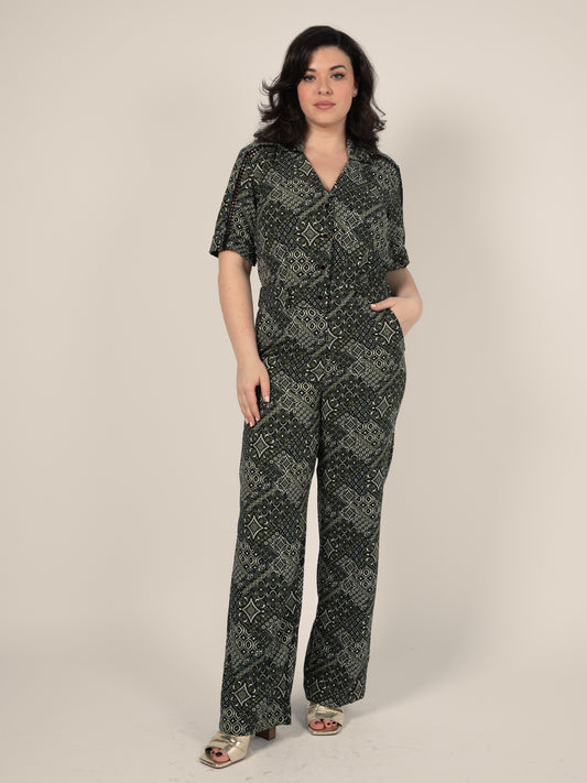 Printed Jumpsuit in Khaki