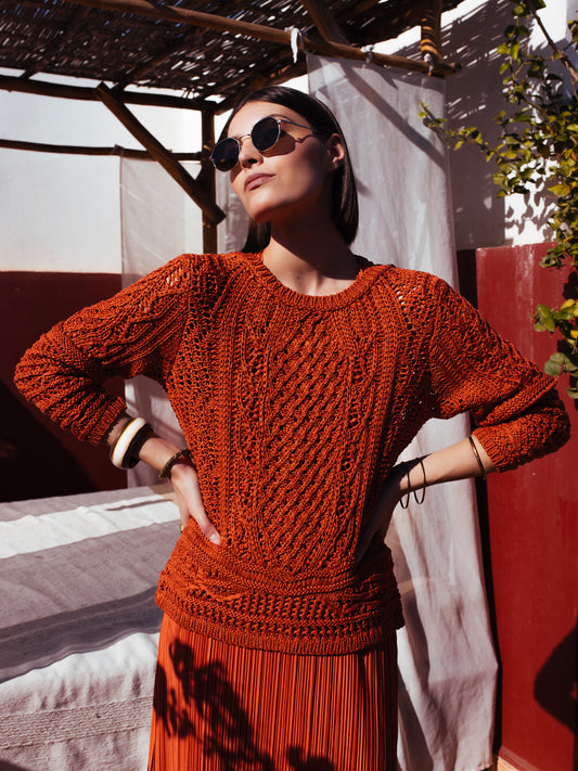 Crochet Cardigan in Terracotta