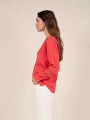 Cotton Gauze Blouse in Red