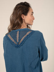 Cotton Gauze Blouse in Denim