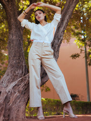 Pleated Trousers in Beige