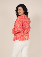 Floral Print Shirt in Coral