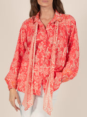 Floral Print Shirt in Coral