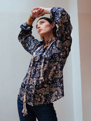 Bandana Print Shirt in Indigo