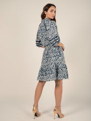 Puff Sleeve Dress in Indigo