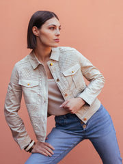 Short Macrame Jacket in Beige