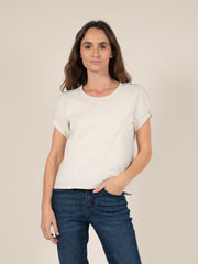 Jewel Button T-Shirt in Beige