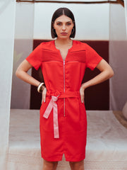 Zipped Dress in Poppy