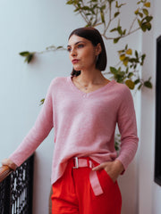 V Neck Jumper in Sorbet