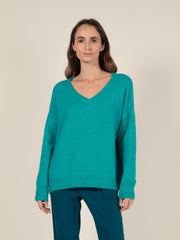 V Neck Jumper in Turquoise