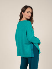 V Neck Jumper in Turquoise