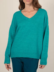 V Neck Jumper in Turquoise