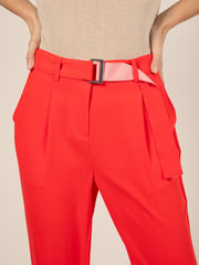 Belted Loose Trousers in Poppy