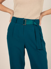 Belted Loose Trousers in Duck Blue