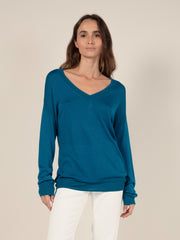 Lurex Reversible Jumper in Indigo