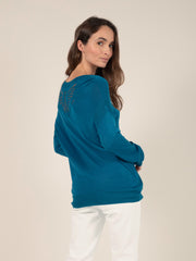 Lurex Reversible Jumper in Indigo