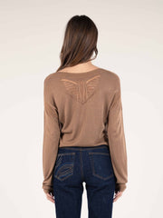 Lurex Reversible Jumper in Camel