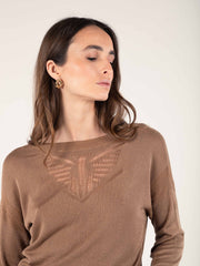 Lurex Reversible Jumper in Camel