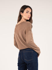 Lurex Reversible Jumper in Camel