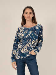 Bandana Print Jumper in Indigo