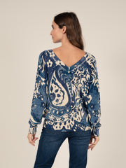 Bandana Print Jumper in Indigo