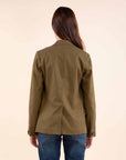 Straight Embroidered Jacket in Olive Green