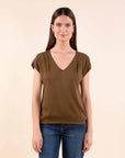 Lurex Short Sleeved Top in Brass