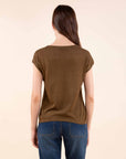 Lurex Short Sleeved Top in Brass