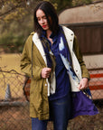 Water-Repellent Parka in Olive Green